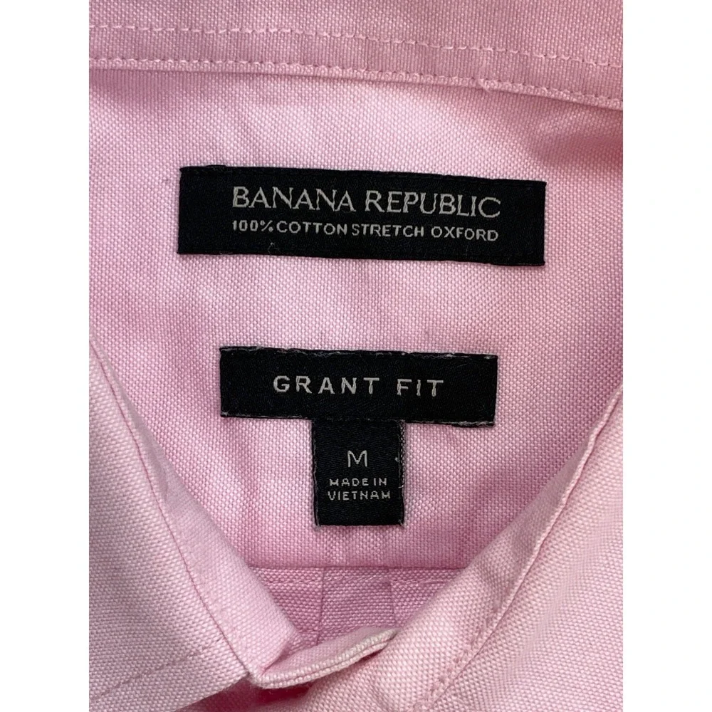 Banana Republic Shirt Mens Medium Pink 100% Cotton Grant Fit Oxford OCBD